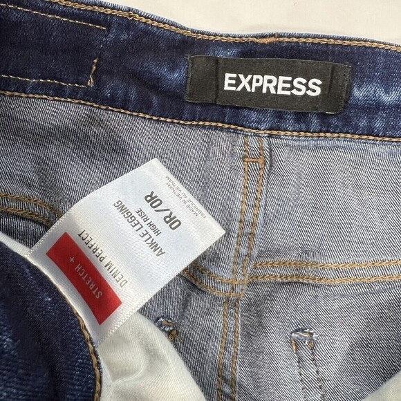 Express Stretch Denim Perfect High Rise Ankle Legging Distressed Skinny Size 0R - Picture 3 of 12